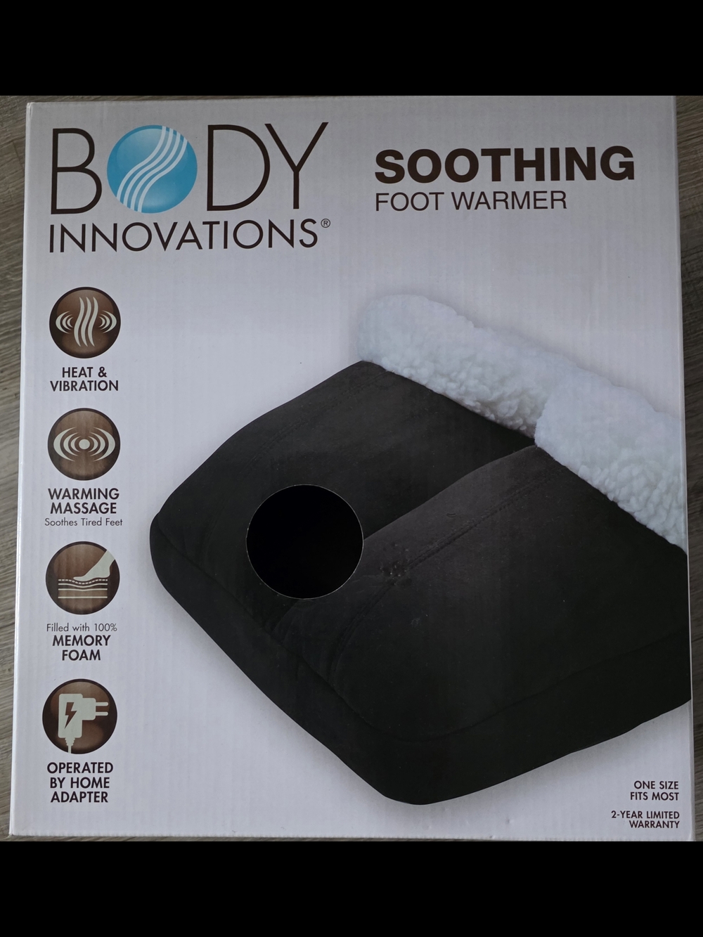 Body Innovations Soothing Foot Warmer - Black with White Lining